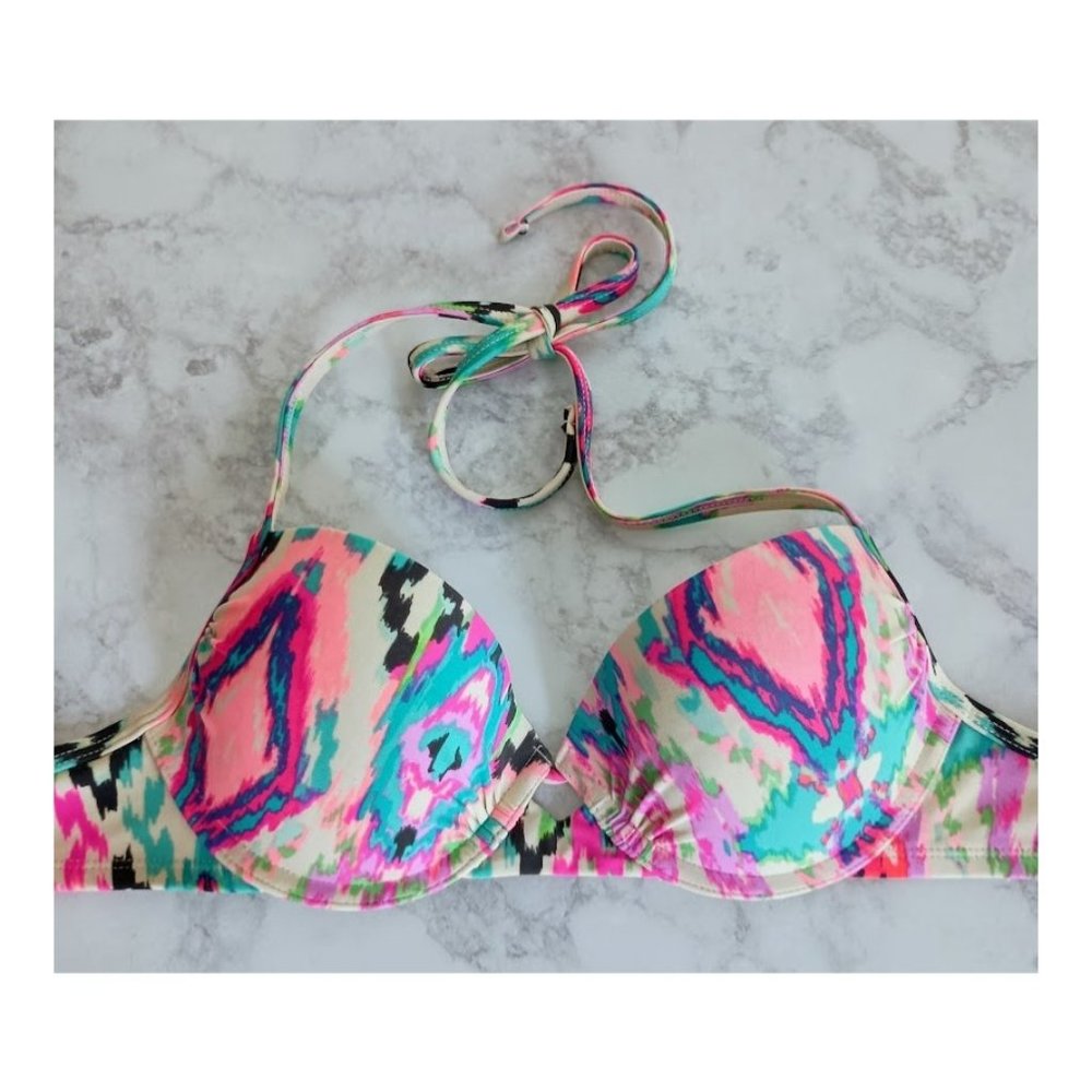 Xhilaration Neon Abstract Bikini Top (small)